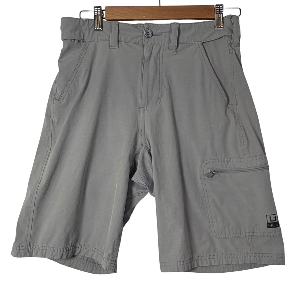 Huk‎ Mens Size Small Gray Fishing Shorts Performance Utility Outdoor
